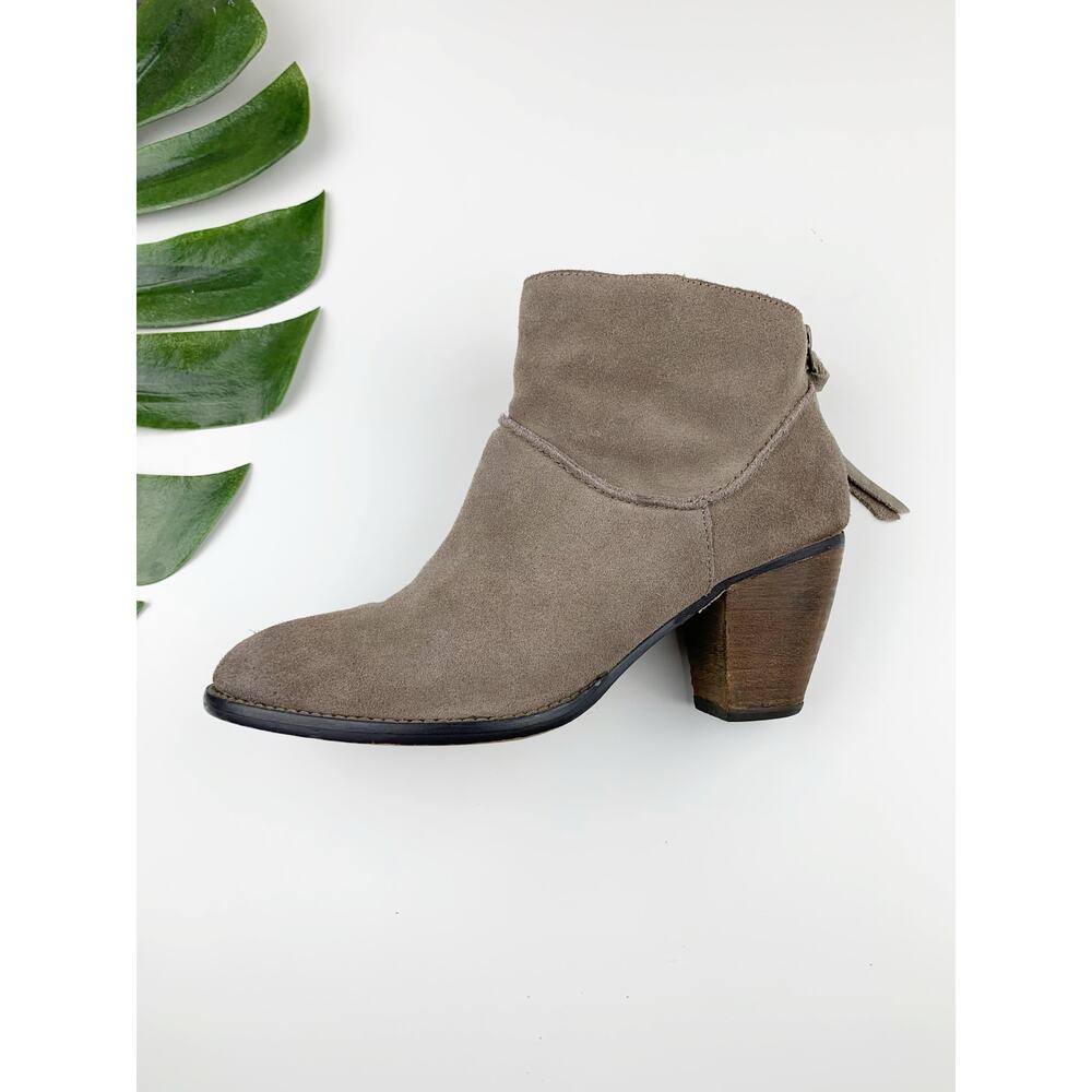 Steve Madden Milaan Ankle Boots Taupe Suede Block Heels Booties Women's 8.5 - Picture 7 of 12